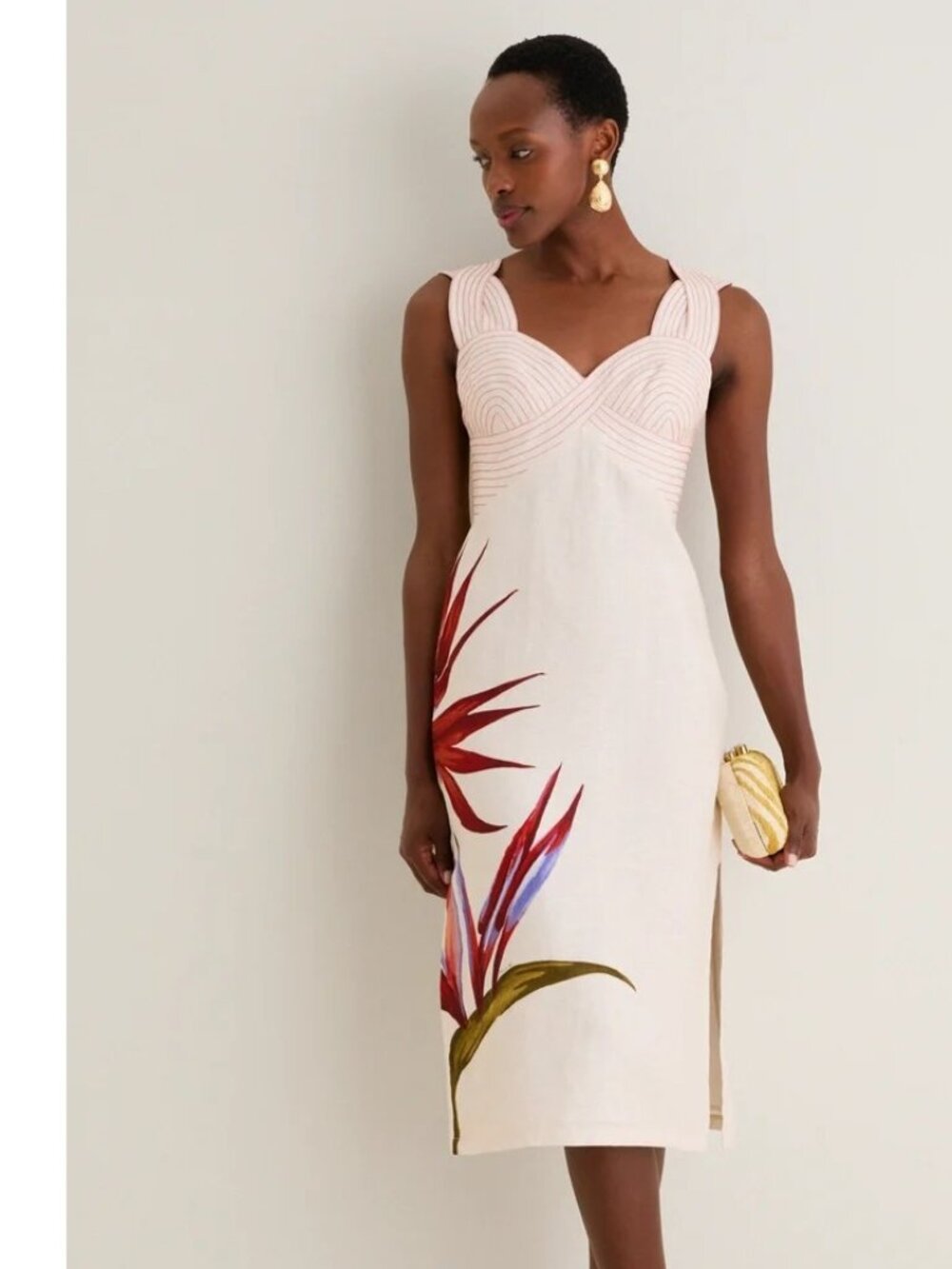 FARM RIO Strelitzia Linen Midi Dress Strelitzia Sand Size XL NWT